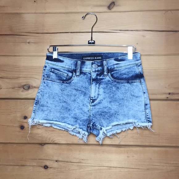 Express | High Rise Acid Wash Jean Shorts | 6 - Picture 3 of 6
